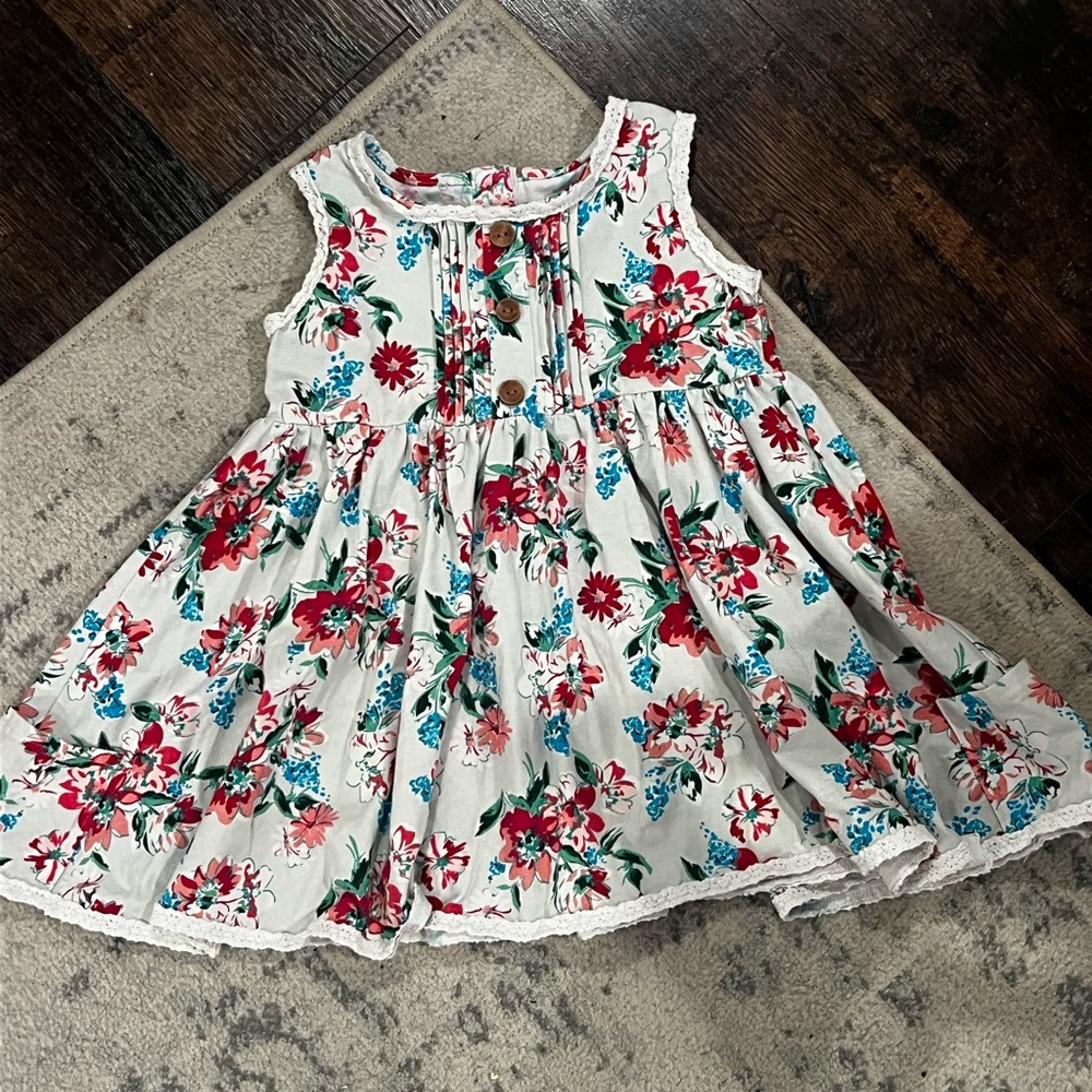 Sweet Honey Floral Kids Dress - Red and Blue